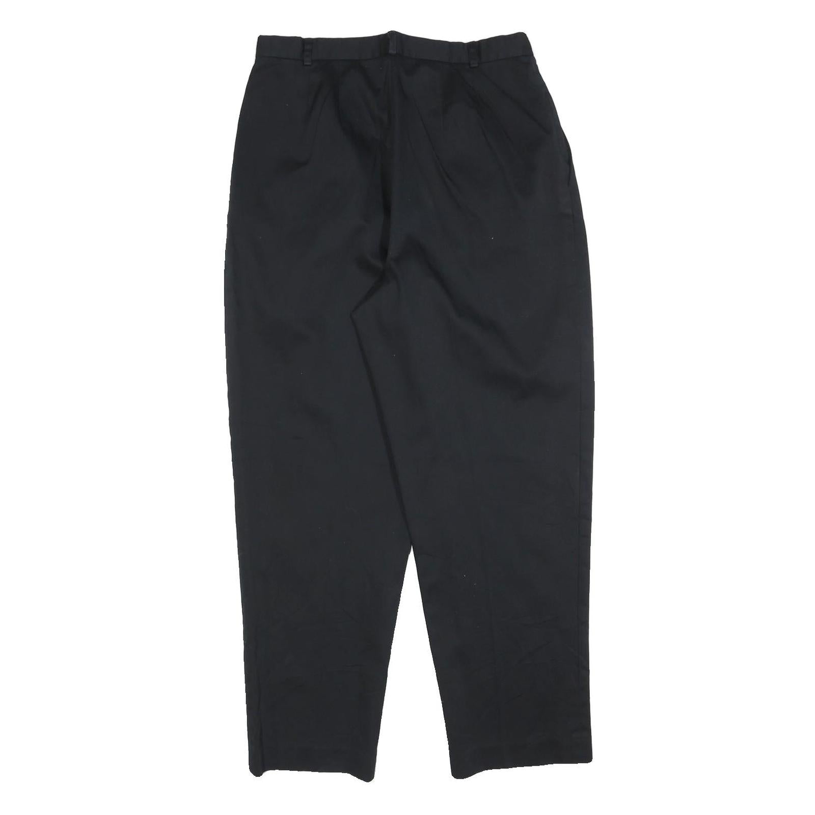 LANDS END Womens Cotton Blend Black Regular Fit Straight Leg Trousers W30 L28