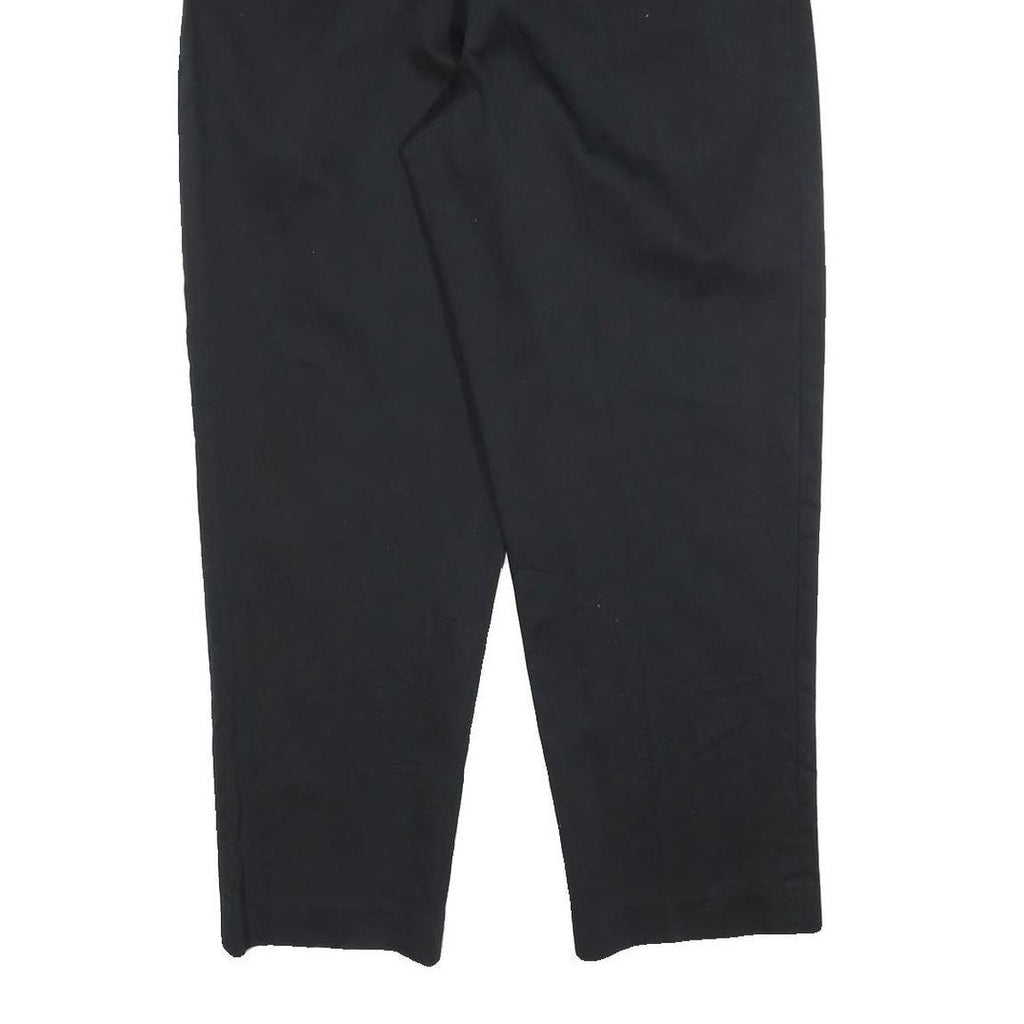 LANDS END Womens Cotton Blend Black Regular Fit Straight Leg Trousers W30 L28