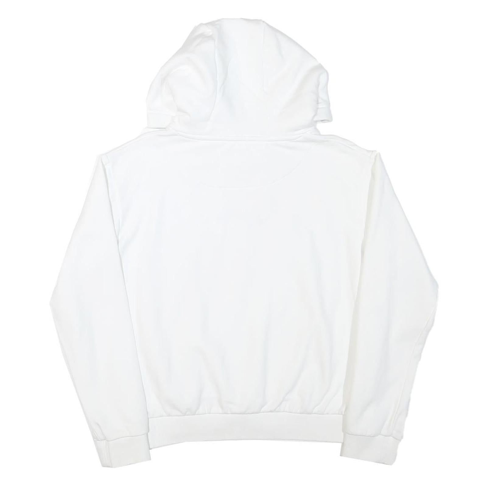 KARL KANI Mens White Hoodie S Cotton Blend Pullover Minimal Logo Casual