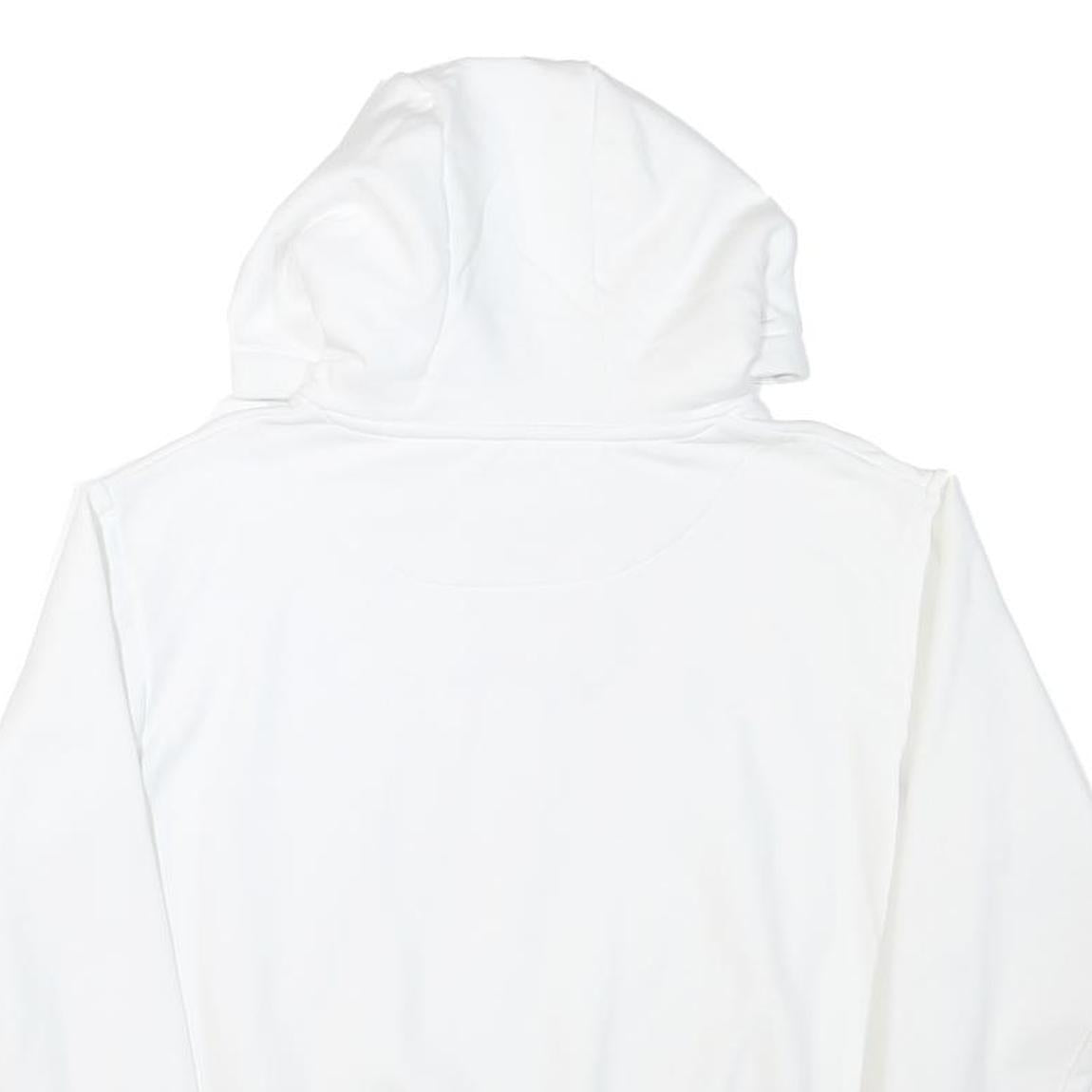 KARL KANI Mens White Hoodie S Cotton Blend Pullover Minimal Logo Casual