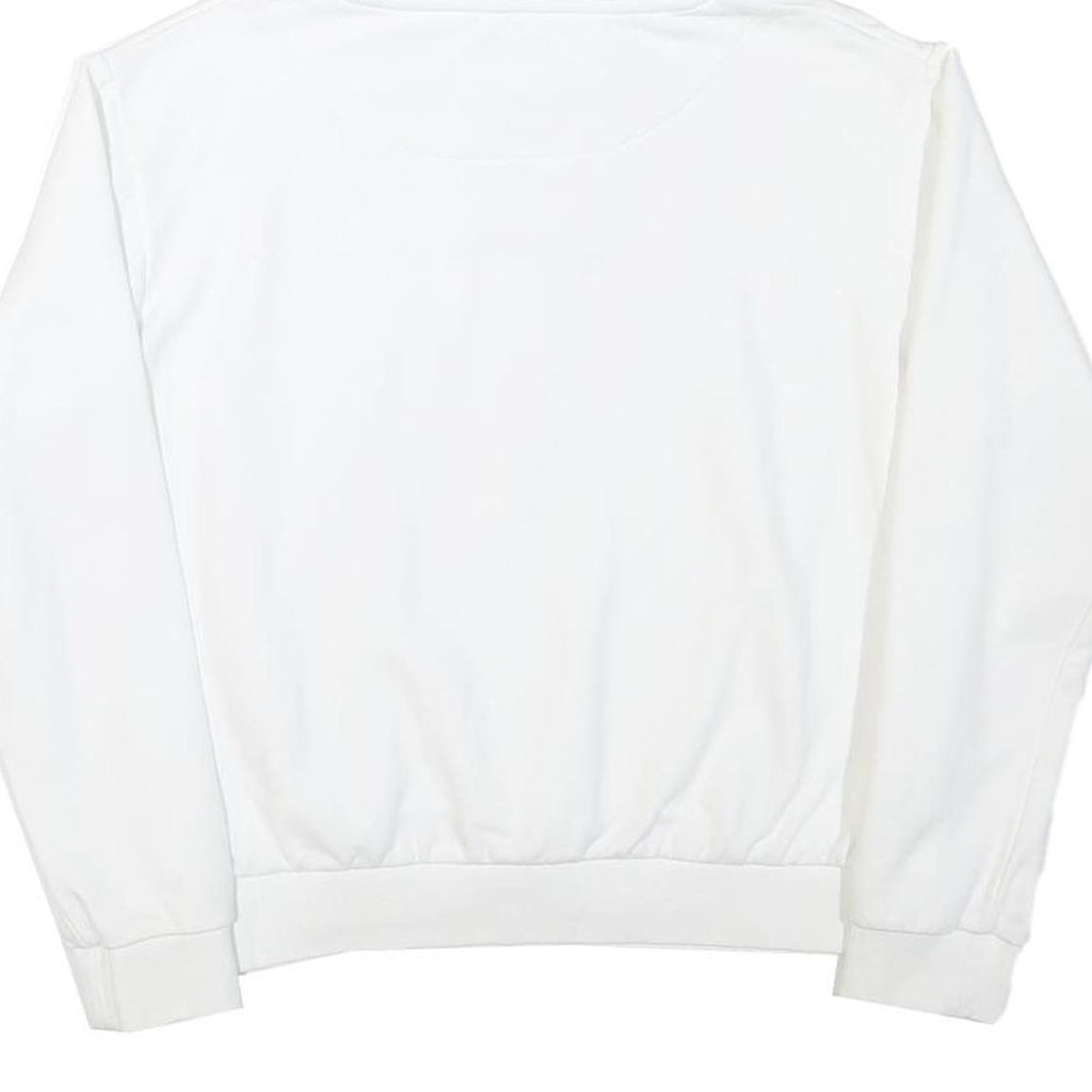 KARL KANI Mens White Hoodie S Cotton Blend Pullover Minimal Logo Casual