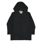 BURBERRY Womens Black Hooded Woven Jacket UK 12 Zip Fastening Classic Fit