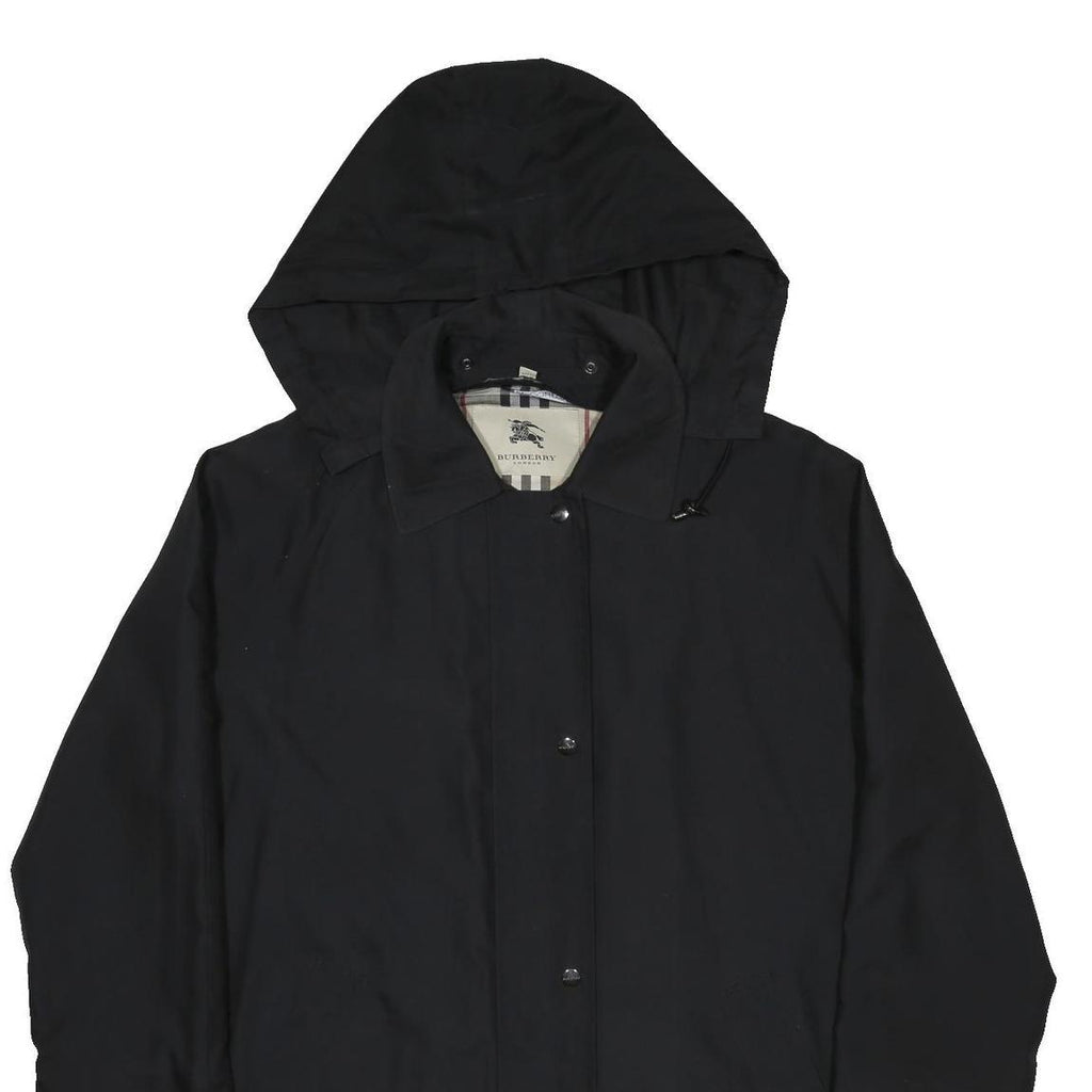 BURBERRY Womens Black Hooded Woven Jacket UK 12 Zip Fastening Classic Fit