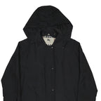 BURBERRY Womens Black Hooded Woven Jacket UK 12 Zip Fastening Classic Fit