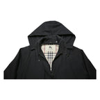 BURBERRY Womens Black Hooded Woven Jacket UK 12 Zip Fastening Classic Fit
