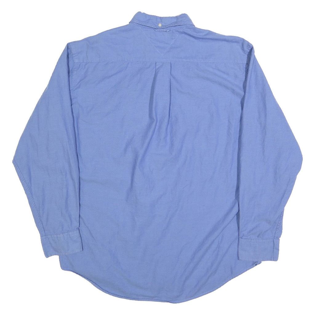 TOMMY HILFIGER Mens Blue Shirt L Button-Down Collar Cotton Blend Classic Fit