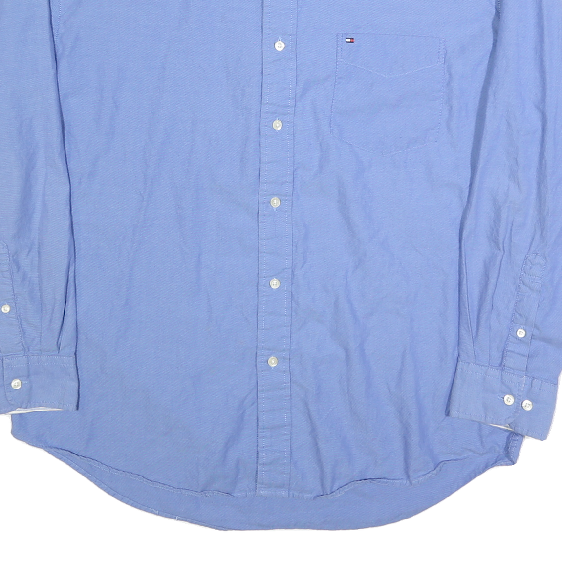 TOMMY HILFIGER Mens Blue Shirt L Button-Down Collar Cotton Blend Classic Fit