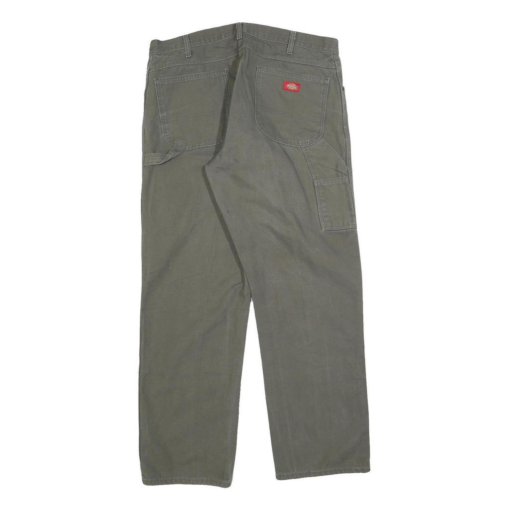 DICKIES Mens Jeans Green Relaxed Straight Denim W38 L32 Workwear Zip Closure