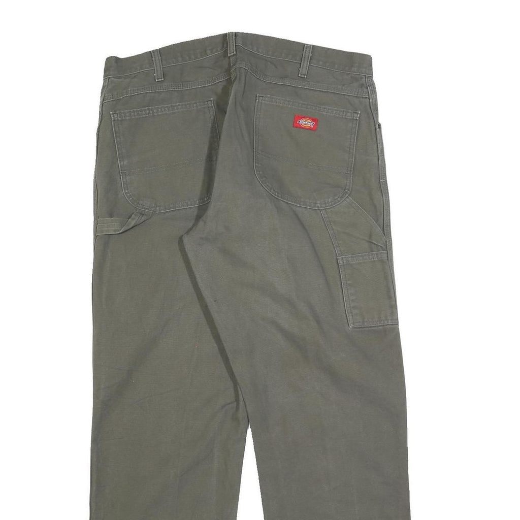 DICKIES Mens Jeans Green Relaxed Straight Denim W38 L32 Workwear Zip Closure