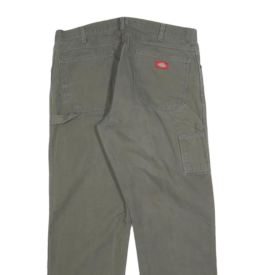 DICKIES Mens Jeans Green Relaxed Straight Denim W38 L32 Workwear Zip Closure