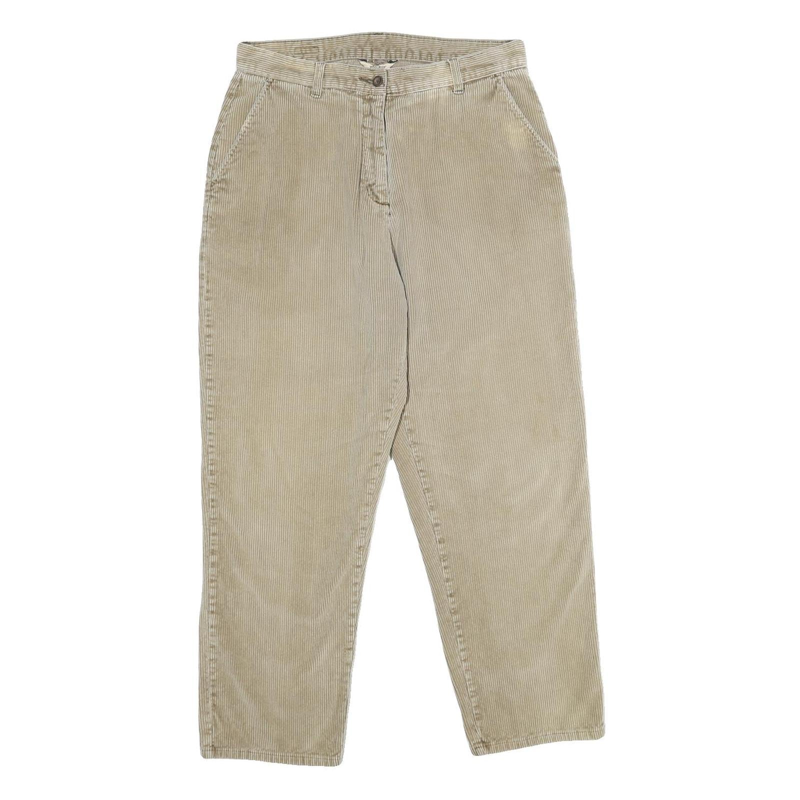 WOOLRICH Womens Cotton Beige Regular Straight Trousers W30 L31 Casual Zip