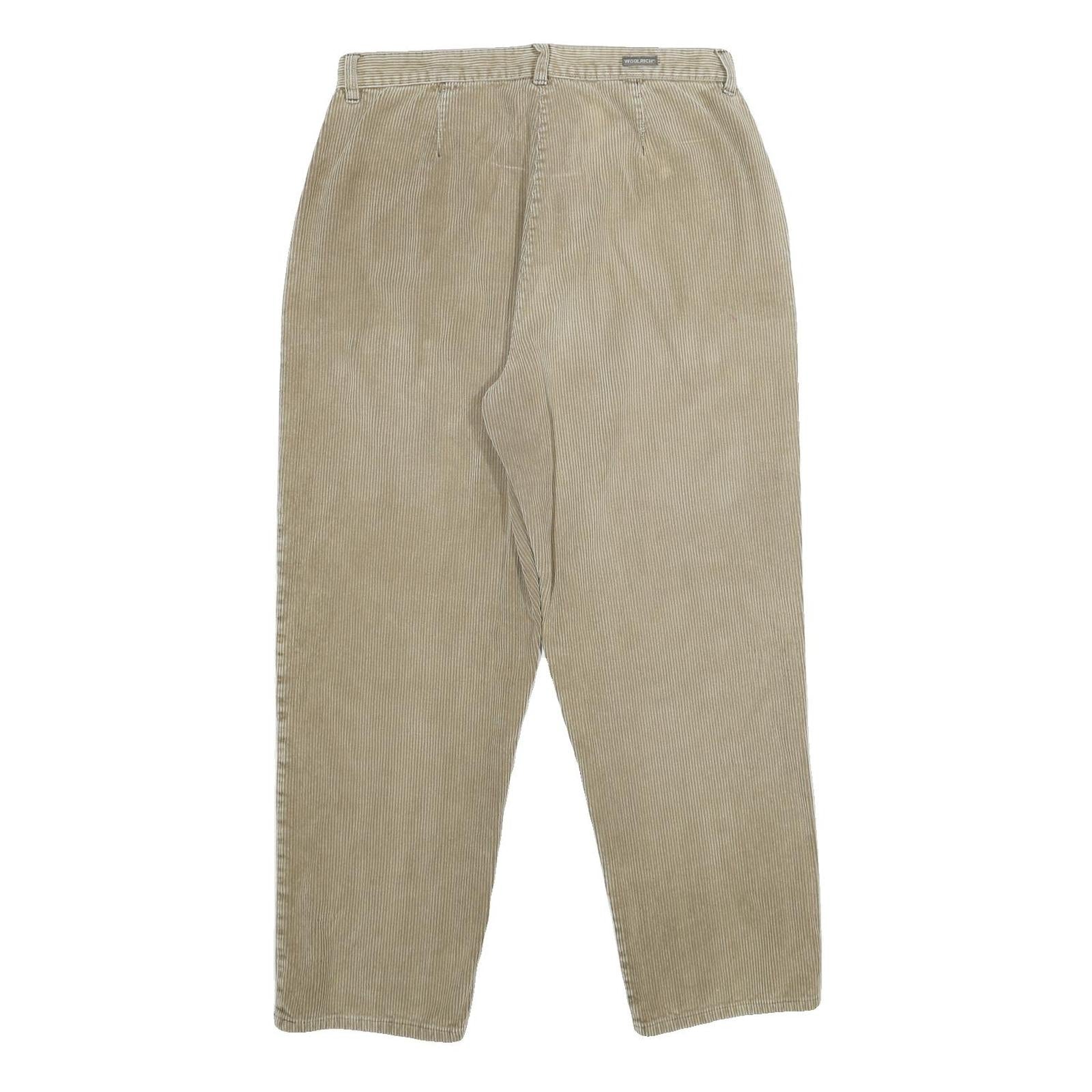 WOOLRICH Womens Cotton Beige Regular Straight Trousers W30 L31 Casual Zip