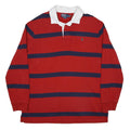 POLO RALPH LAUREN Mens Red & Navy Striped Long Sleeve Polo Shirt XL Classic Fit