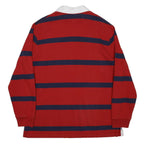 POLO RALPH LAUREN Mens Red & Navy Striped Long Sleeve Polo Shirt XL Classic Fit