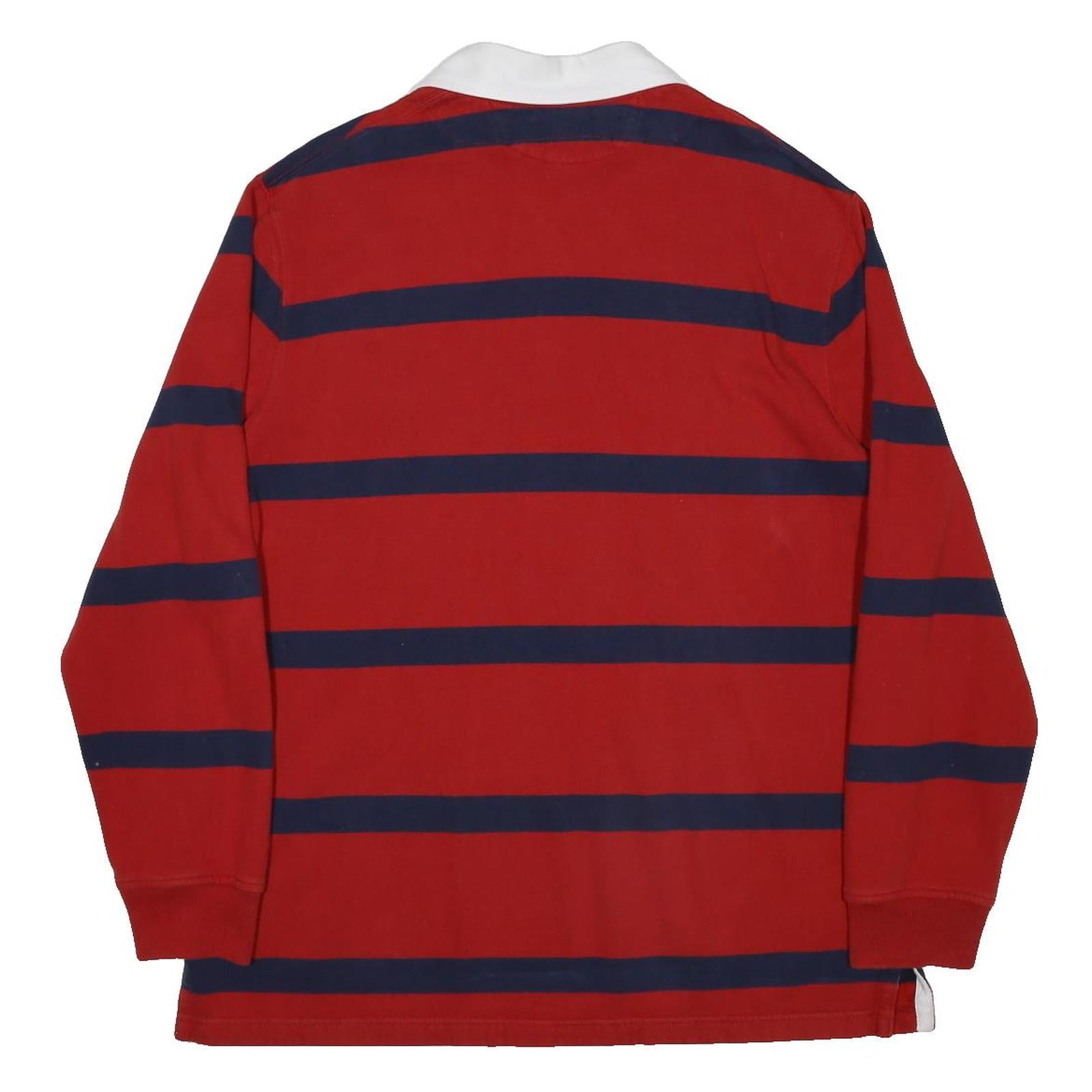 POLO RALPH LAUREN Mens Red & Navy Striped Long Sleeve Polo Shirt XL Classic Fit