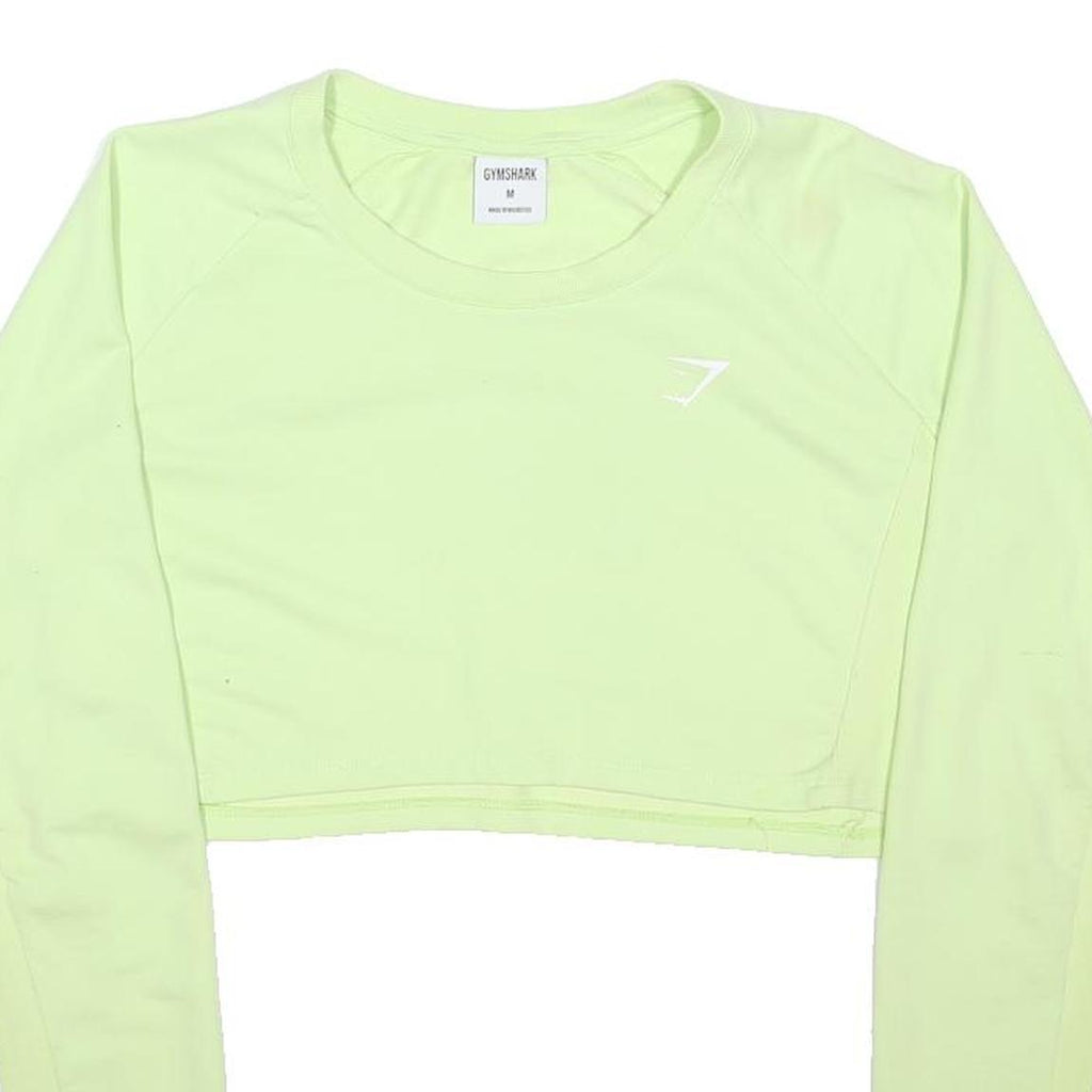GYMSHARK Womens Yellow Crop Sweatshirt M Cotton Blend Fitness Top Long Sleeve
