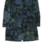 BENETTON Womens Blue & Green Floral Button Jacket XS Polyester Blend Velvet