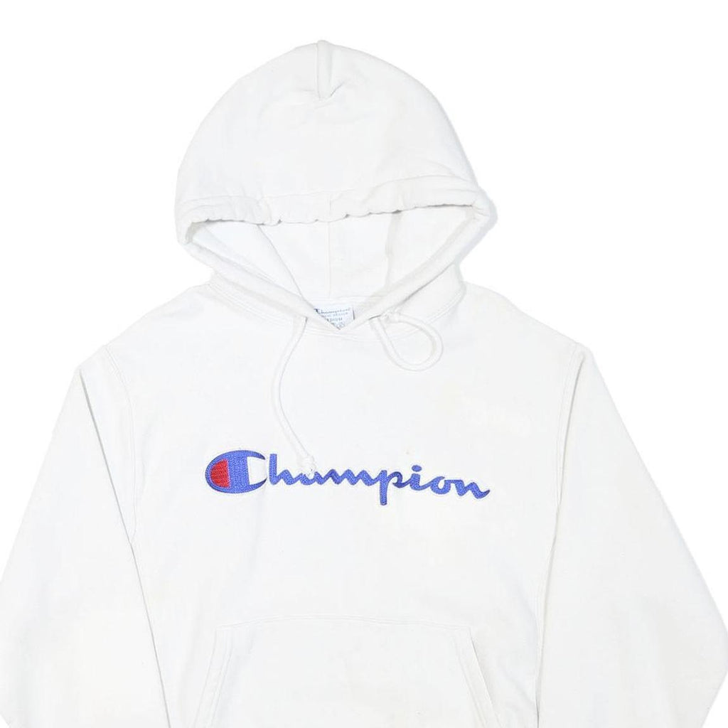 CHAMPION Mens White Hoodie M Cotton Blend Pullover Sweatshirt