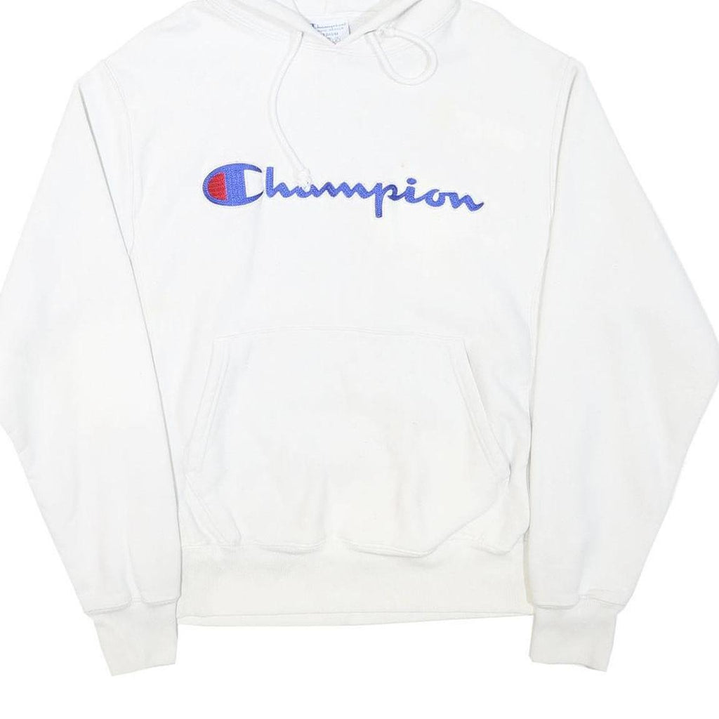 CHAMPION Mens White Hoodie M Cotton Blend Pullover Sweatshirt
