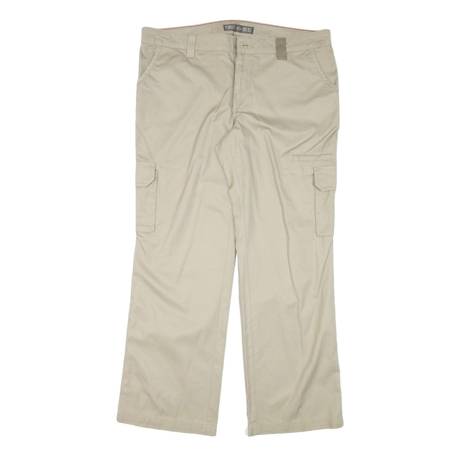 DICKIES Womens Cotton Blend Beige Relaxed Cargo Trousers W38 L31 Workwear Zip