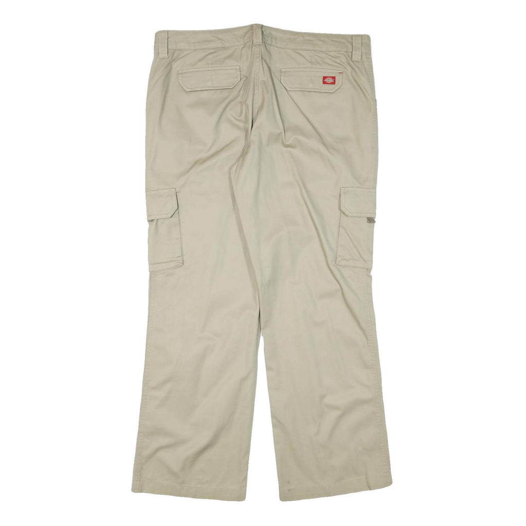 DICKIES Womens Cotton Blend Beige Relaxed Cargo Trousers W38 L31 Workwear Zip