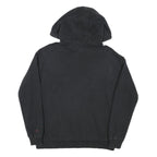 CHAMPION Mens Black Logo Embroidered Pullover Hoodie S Cotton Blend