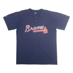 MAJESTIC Mens Navy Braves Graphic T-Shirt L Short Sleeve Crew Neck Sports