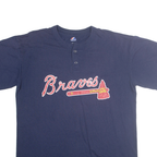 MAJESTIC Mens Navy Braves Graphic T-Shirt L Short Sleeve Crew Neck Sports