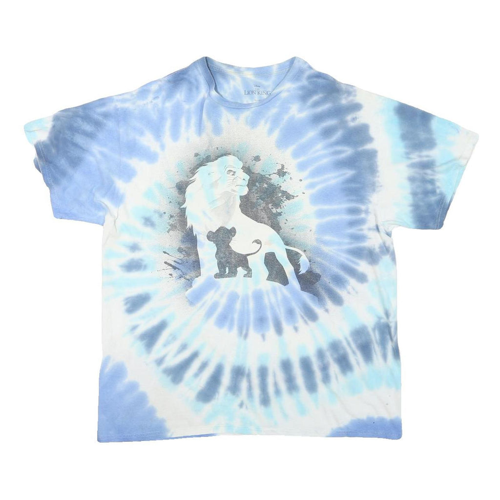DISNEY Mens Blue Tie Dye Lion King Graphic T-Shirt L Crew Neck Short Sleeve