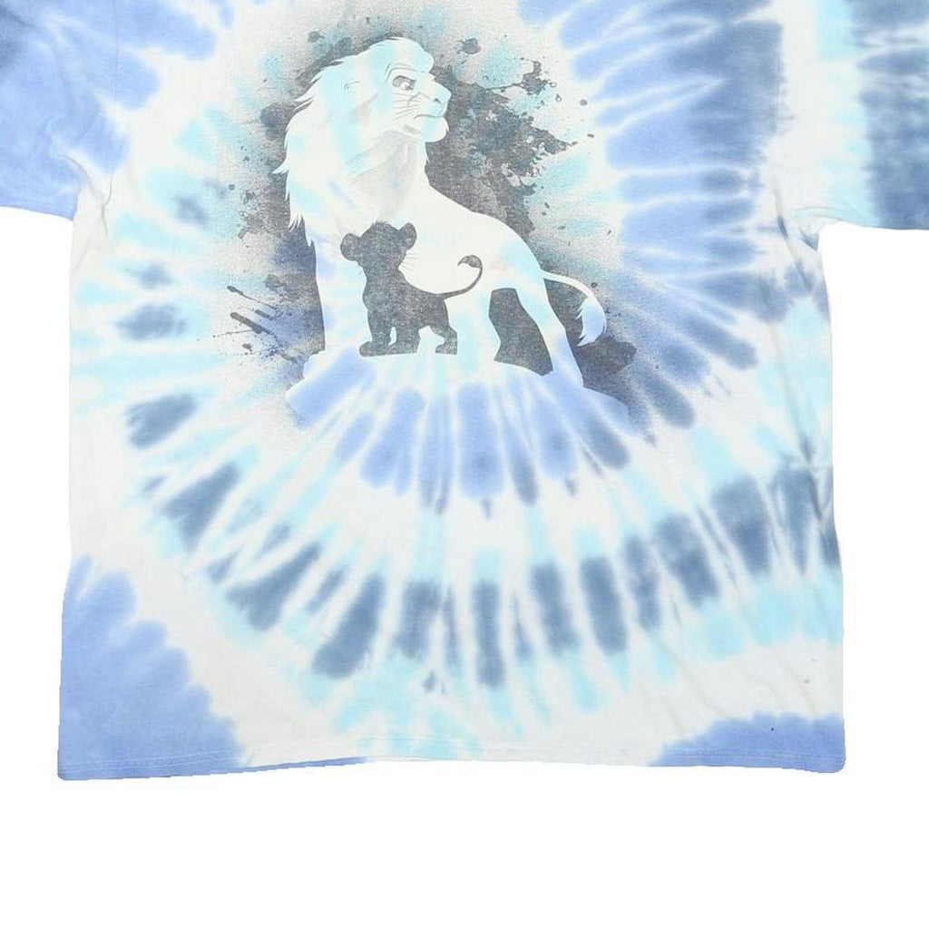 DISNEY Mens Blue Tie Dye Lion King Graphic T-Shirt L Crew Neck Short Sleeve