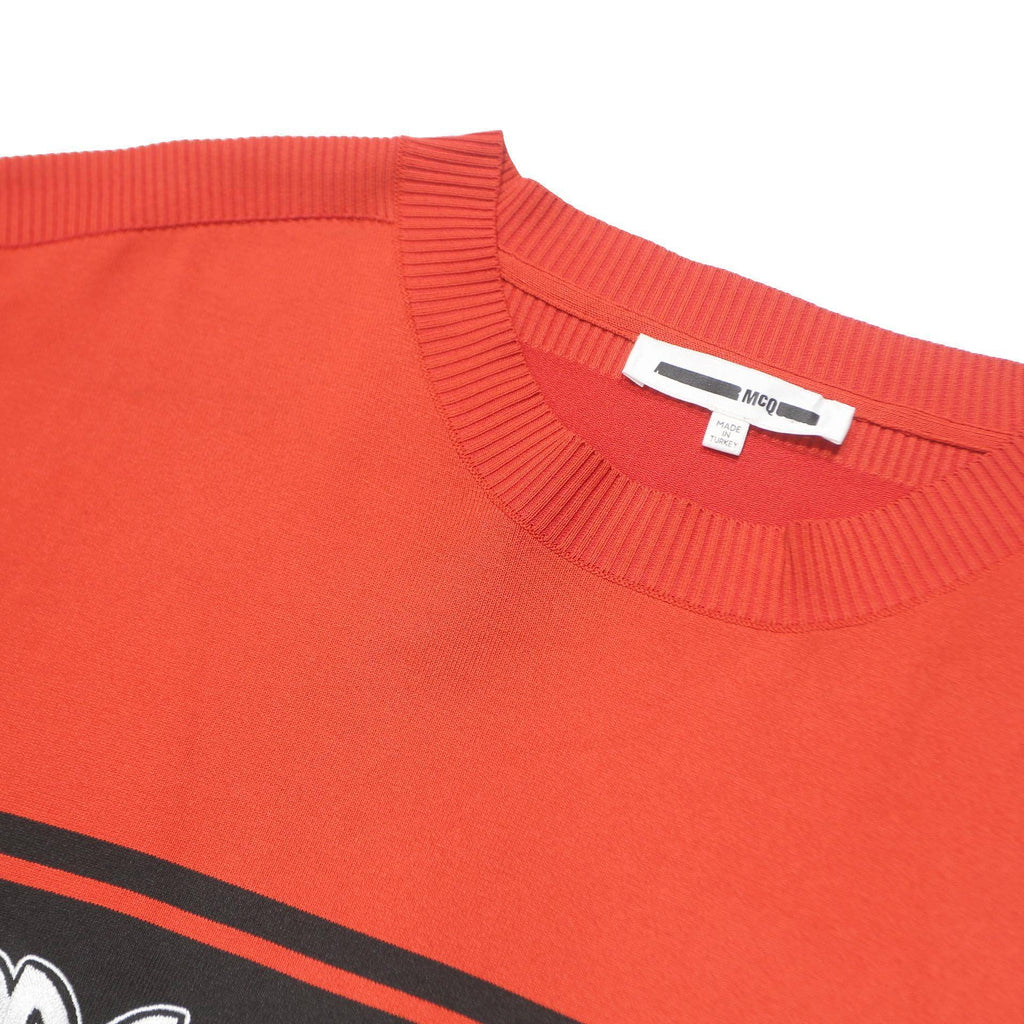 MCQ Womens Red & Black Sweatshirt Crew Neck L Logo Print Casual Pullover