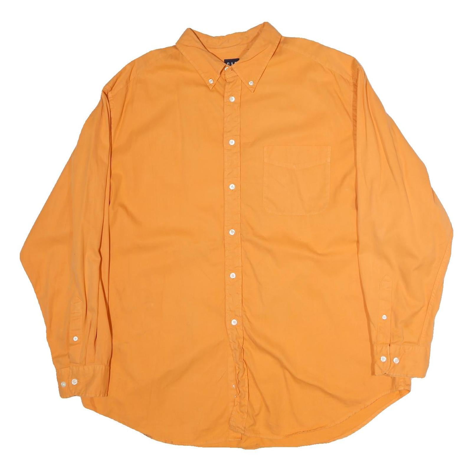 GAP Mens Orange Button-Down Cotton Shirt XL Casual Long Sleeve Classic Fit