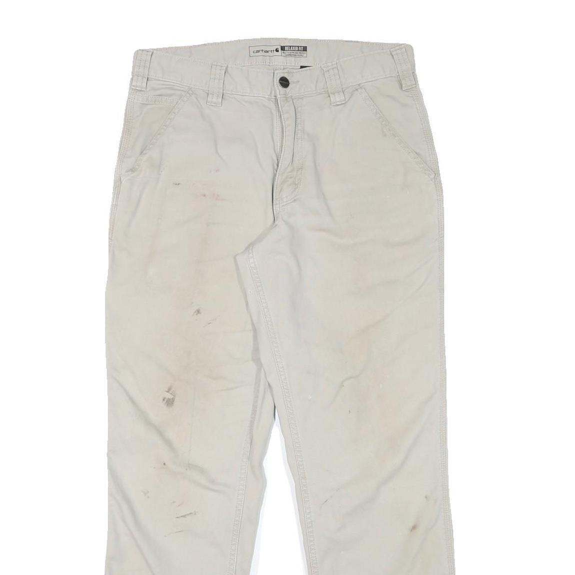 CARHARTT Mens Cotton Blend Beige Regular Fit Straight Leg Trousers W30 L30