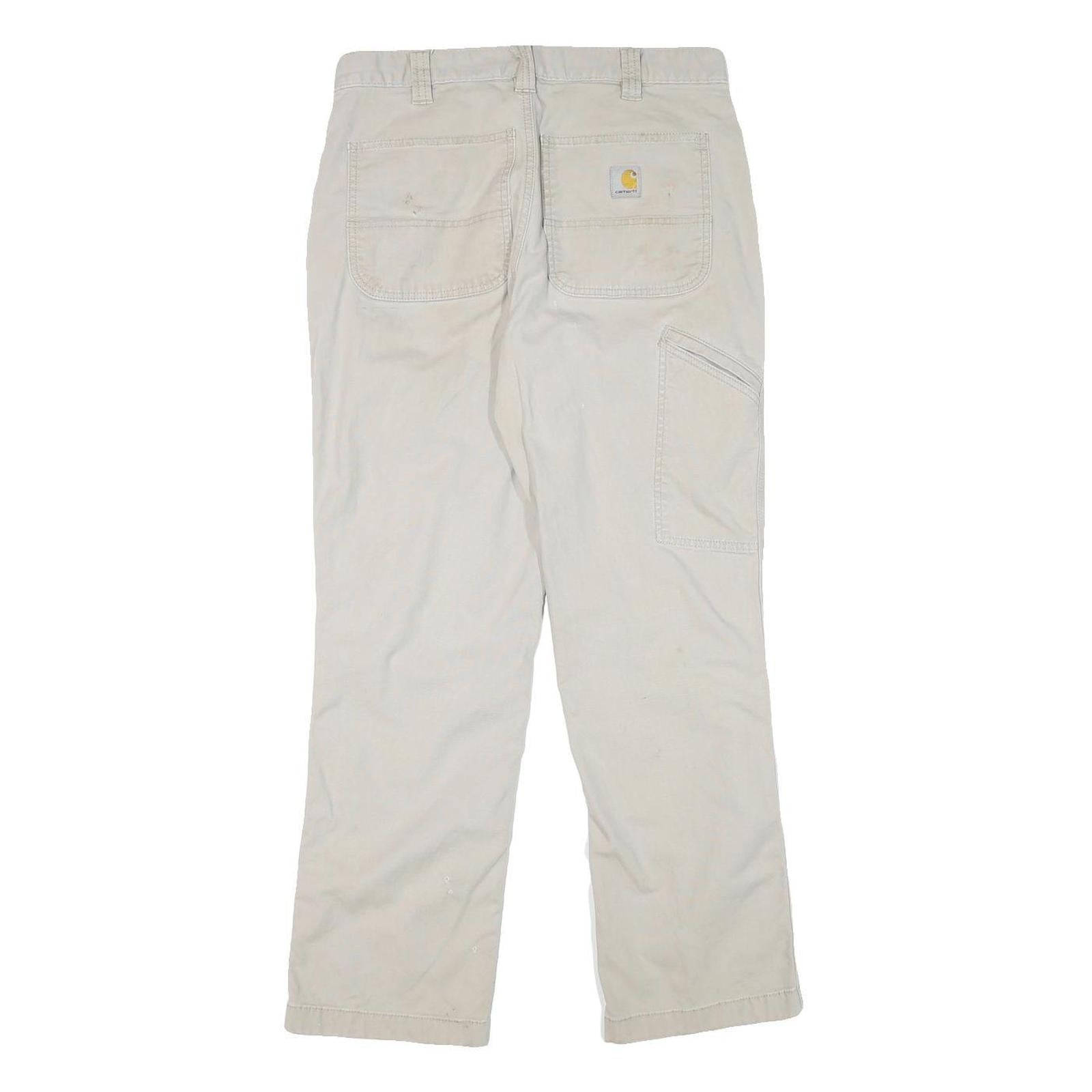 CARHARTT Mens Cotton Blend Beige Regular Fit Straight Leg Trousers W30 L30