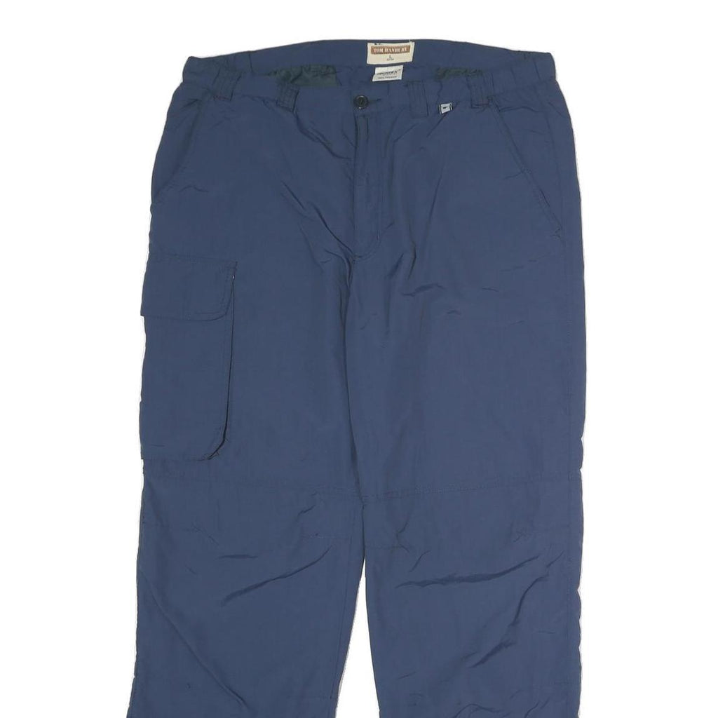 TOM HANBURY Mens Regular Blue Cotton Blend Zip Trousers W36 L31 Casual Cargo