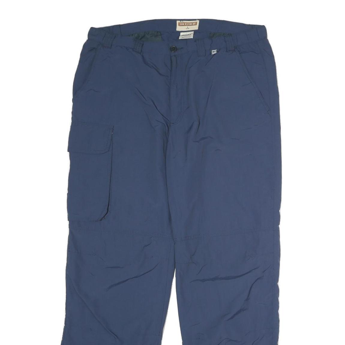 TOM HANBURY Mens Regular Blue Cotton Blend Zip Trousers W36 L31 Casual Cargo