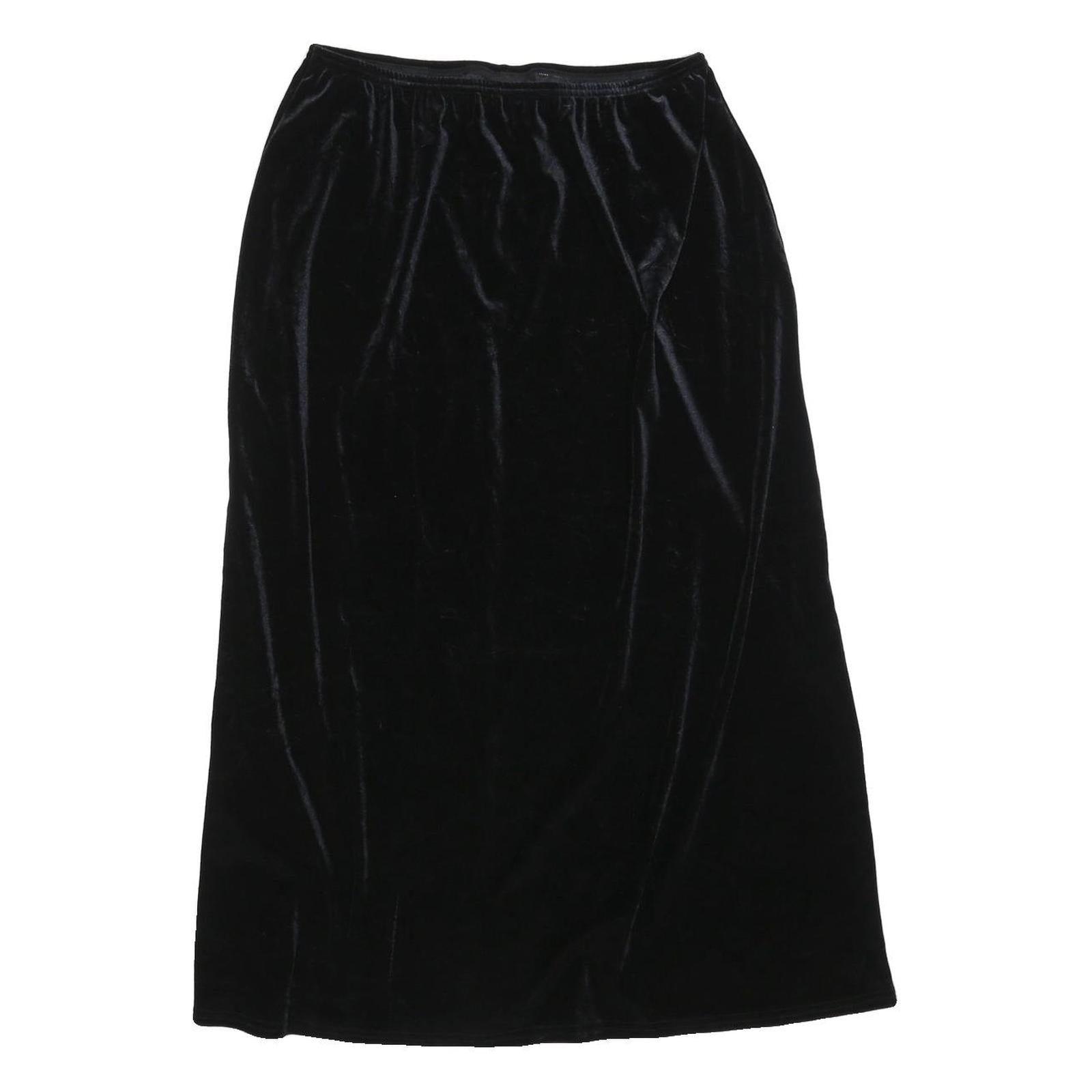 KATHIE LEE Womens Black Velvet Midi Skirt Polyester Blend M Elegant Simple