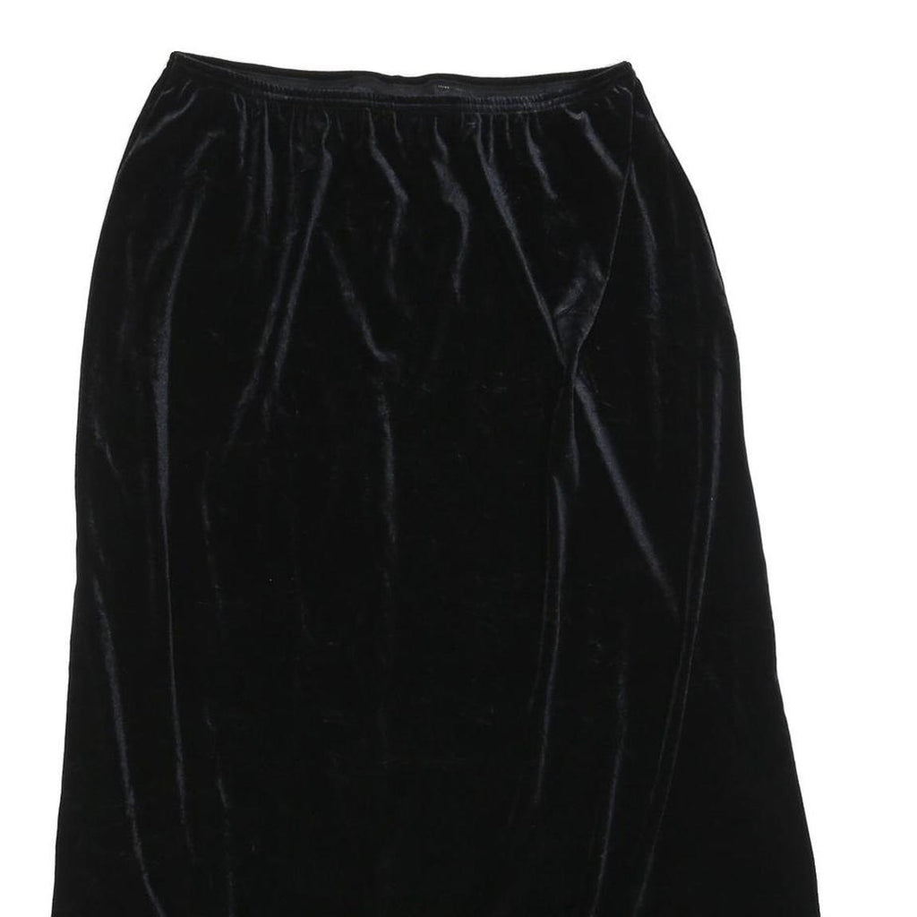 KATHIE LEE Womens Black Velvet Midi Skirt Polyester Blend M Elegant Simple