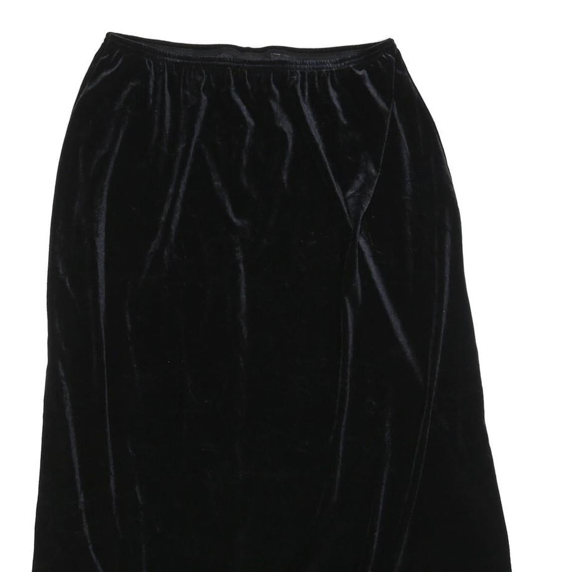 KATHIE LEE Womens Black Velvet Midi Skirt Polyester Blend M Elegant Simple