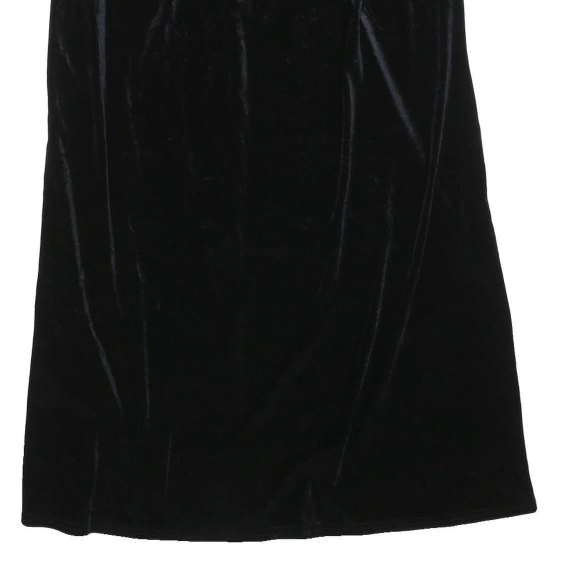 KATHIE LEE Womens Black Velvet Midi Skirt Polyester Blend M Elegant Simple