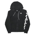 ADIDAS Mens Black Full Zip Hoodie S Essentials Logo Print Casual Sweatshirt