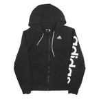 ADIDAS Mens Black Full Zip Hoodie S Essentials Logo Print Casual Sweatshirt