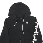 ADIDAS Mens Black Full Zip Hoodie S Essentials Logo Print Casual Sweatshirt