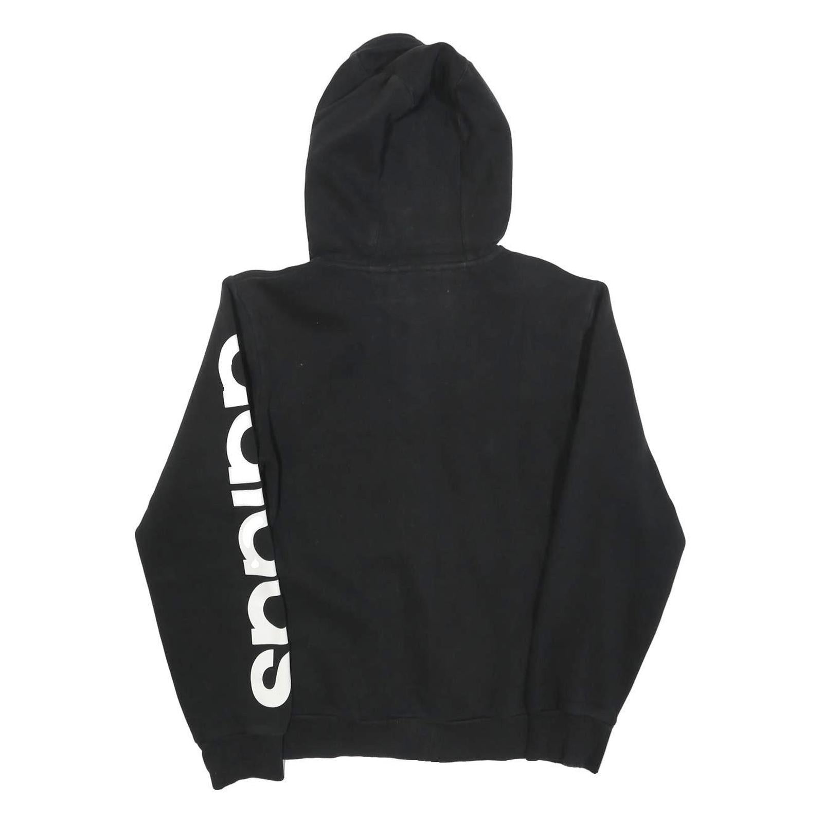 ADIDAS Mens Black Full Zip Hoodie S Essentials Logo Print Casual Sweatshirt