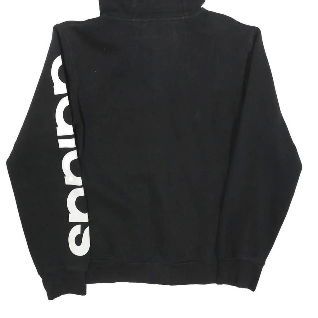 ADIDAS Mens Black Full Zip Hoodie S Essentials Logo Print Casual Sweatshirt