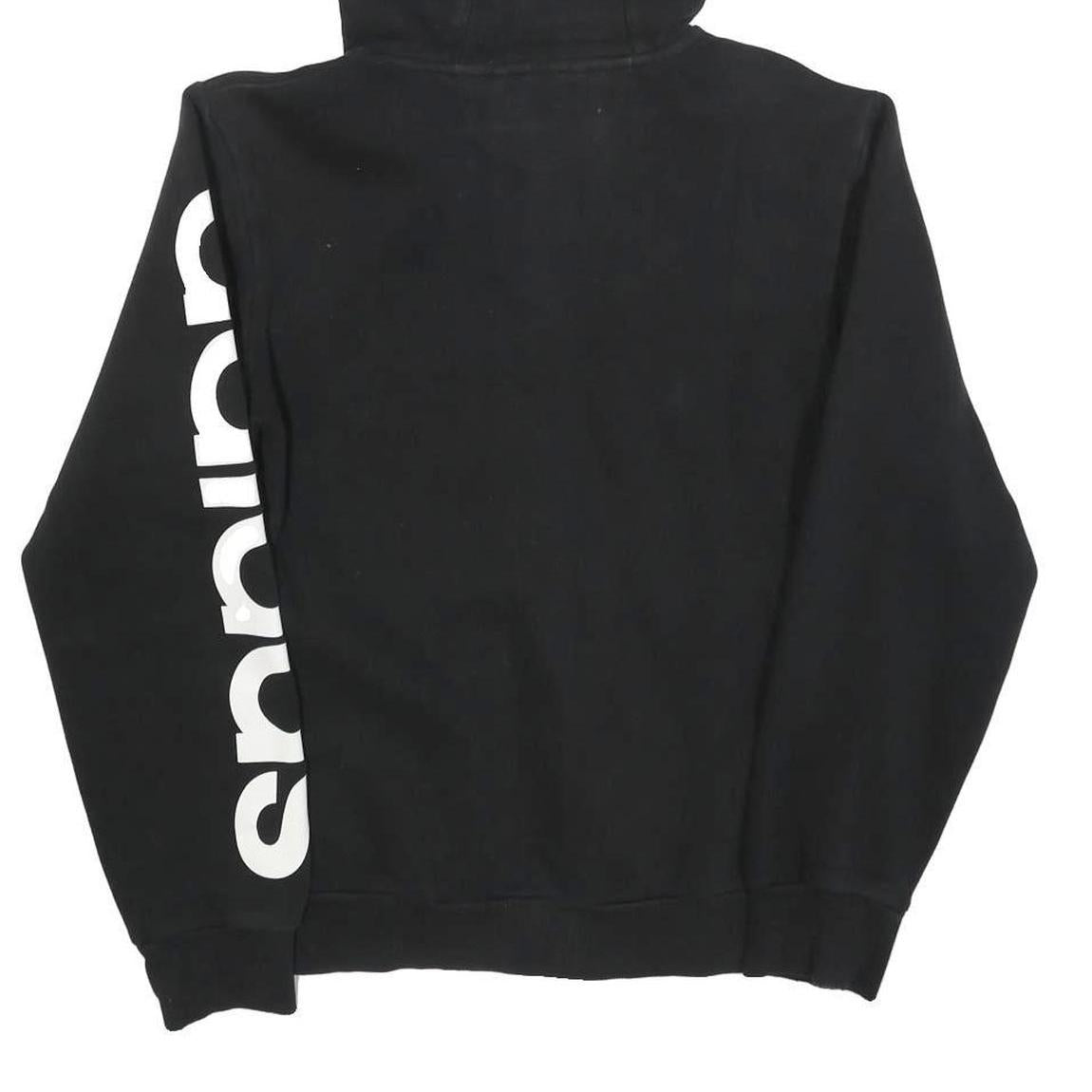 ADIDAS Mens Black Full Zip Hoodie S Essentials Logo Print Casual Sweatshirt