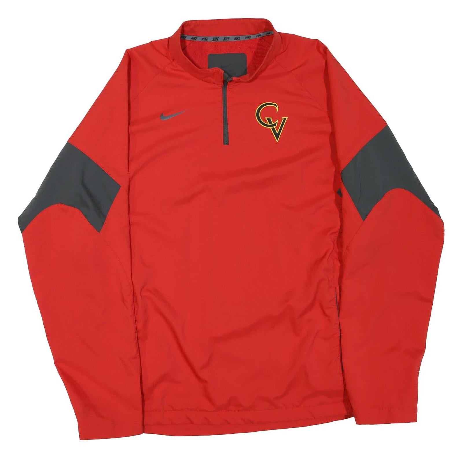 NIKE Mens Red & Grey Athletic Zip Jacket L Polyester Blend Sportswear Training