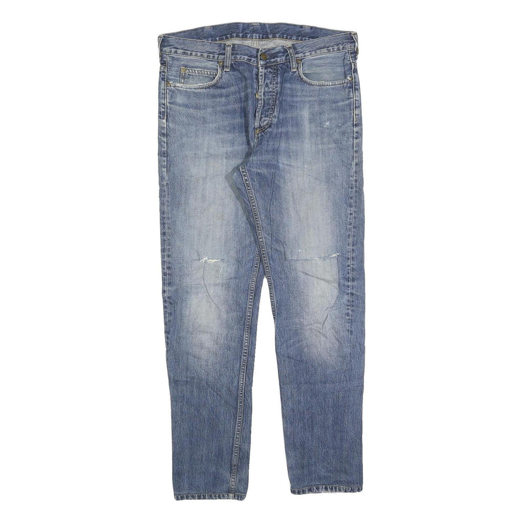 CARHARTT Mens Slim Blue Denim Jeans W34 L29 Classic Cotton Zip Casual Workwear