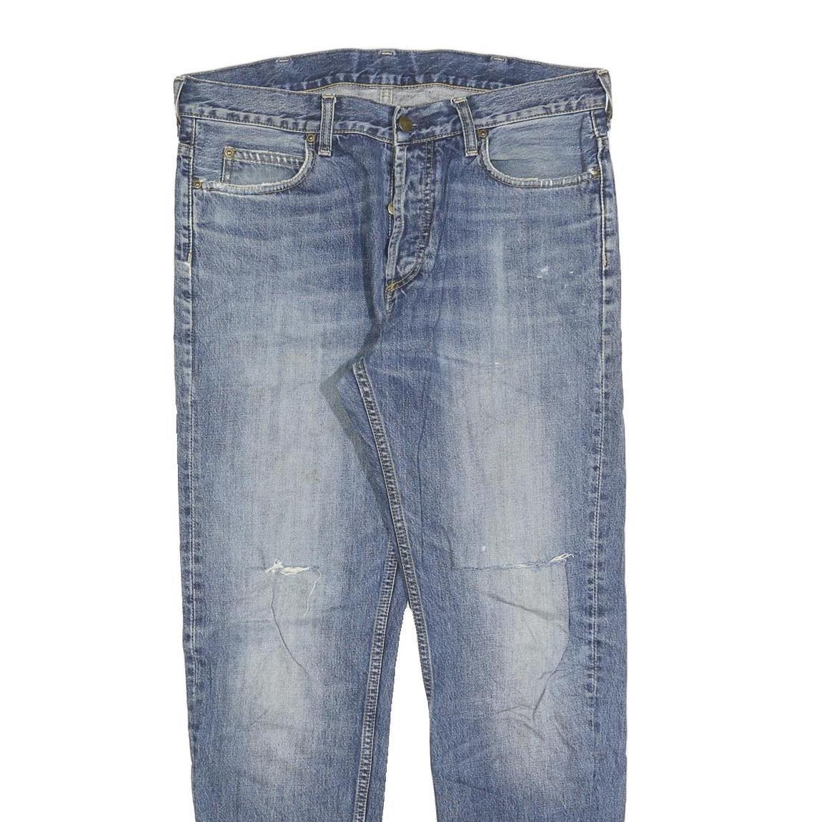 CARHARTT Mens Slim Blue Denim Jeans W34 L29 Classic Cotton Zip Casual Workwear