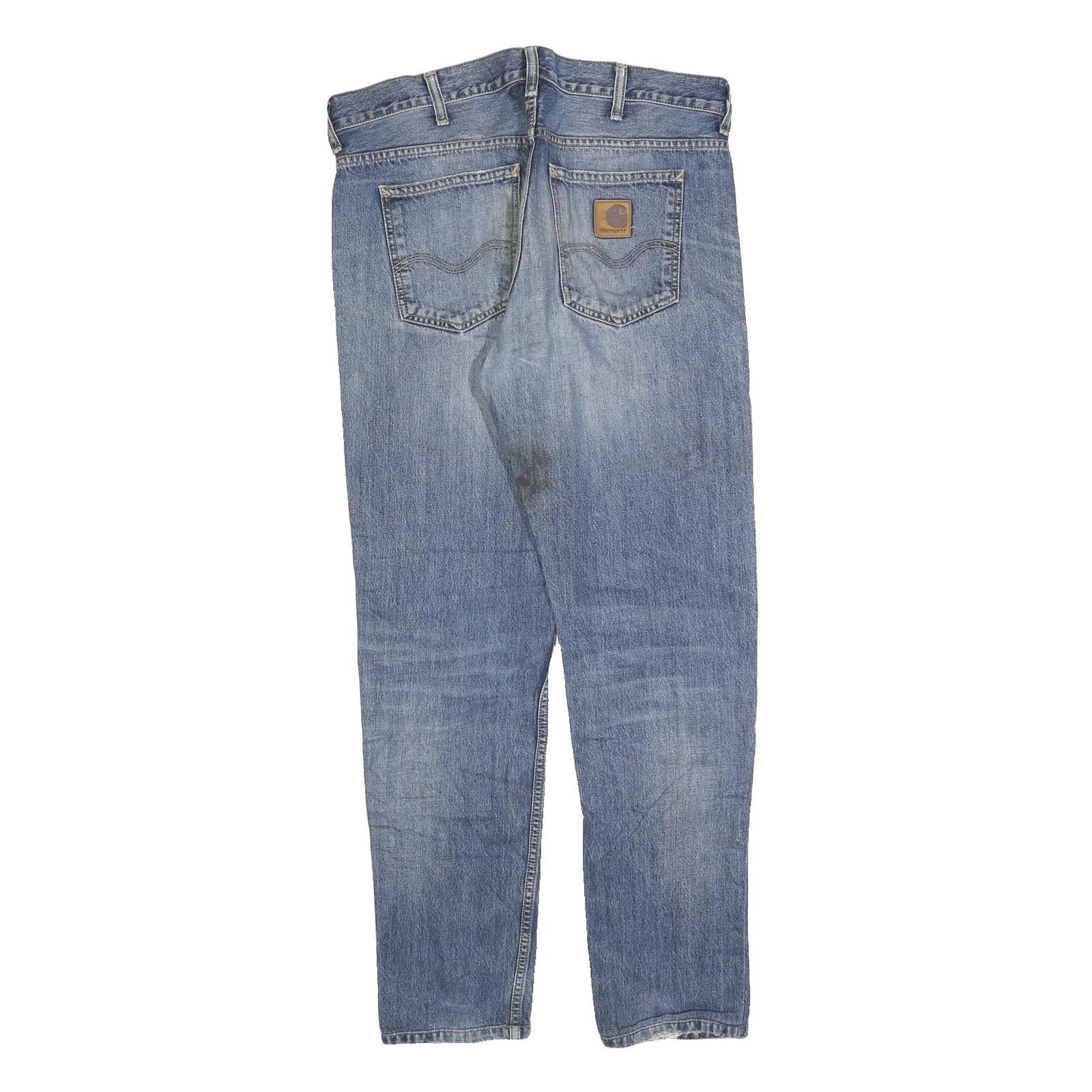 CARHARTT Mens Slim Blue Denim Jeans W34 L29 Classic Cotton Zip Casual Workwear